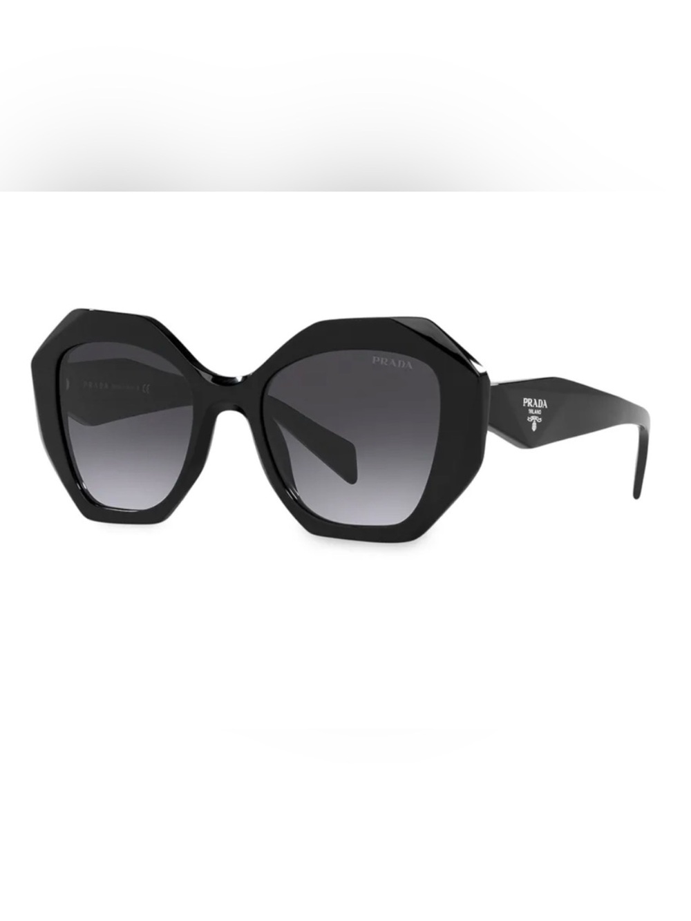 Prada Black Oversized Faceted Frame Sunglasses